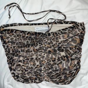 Urban Outfitters, Size Small, Leopard Print Neck Tie Crop Top.